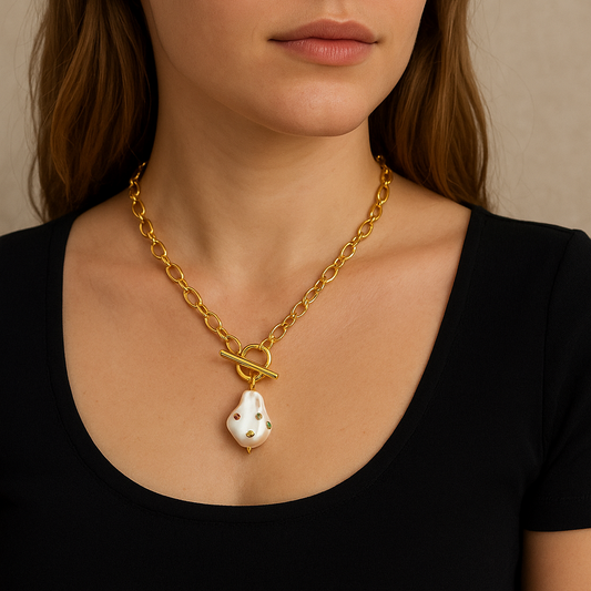 Collar Cosmic Pearl Baño de Oro