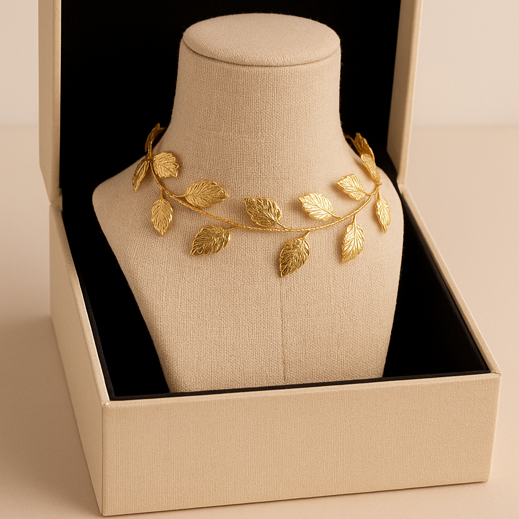 Choker/collar alambre Hojas Doradas Aura Baño de Oro