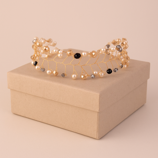 Choker/collar alambre con abalorios Noche Baño de Oro