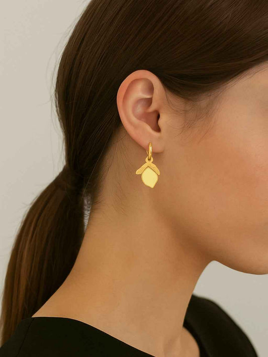 Aros pequeños limón en acero inoxidable Baño de Oro – Pendientes minimalistas resistentes al agua
