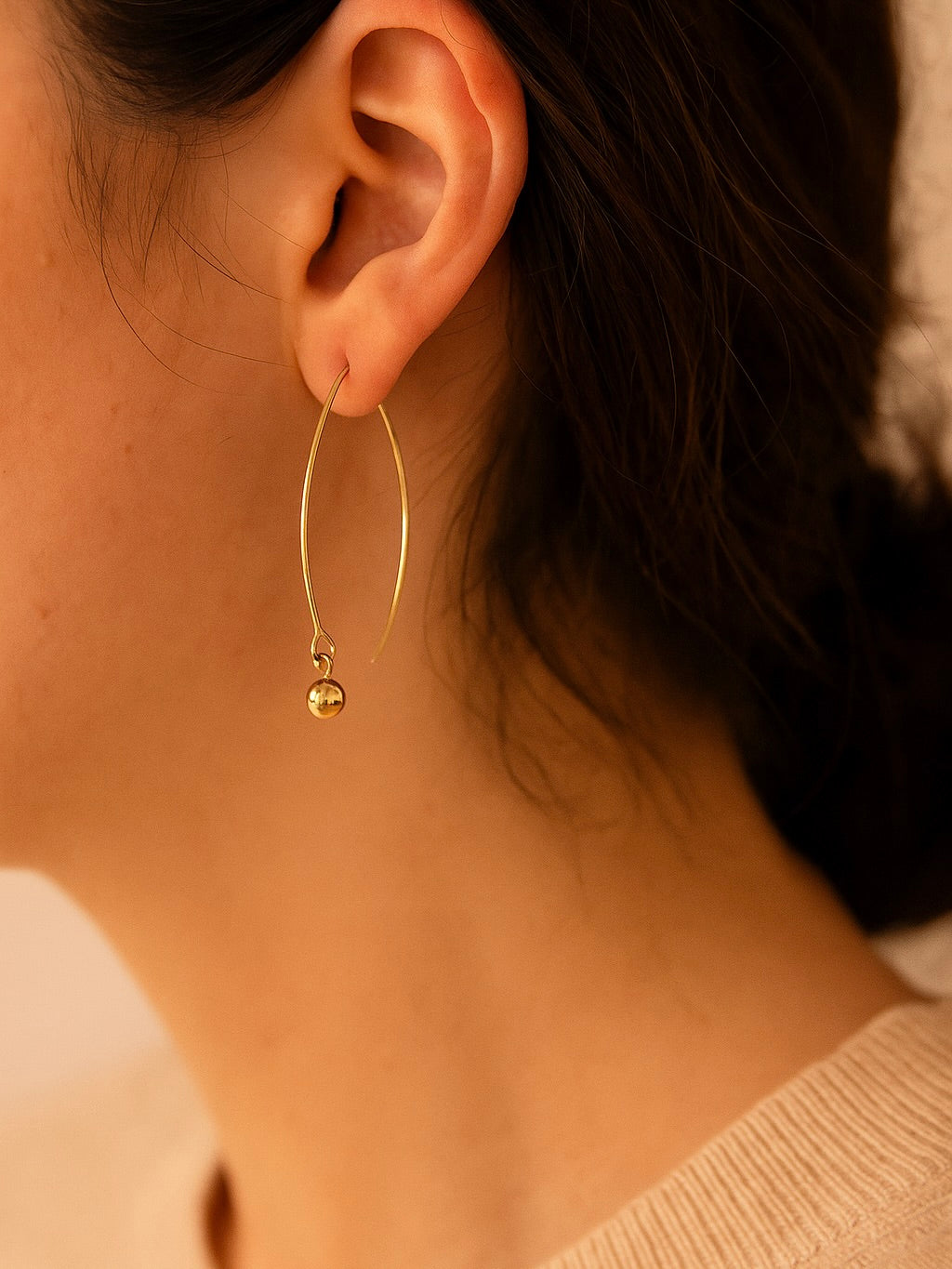 Pendientes Largos Caída | Baño de Oro 14k