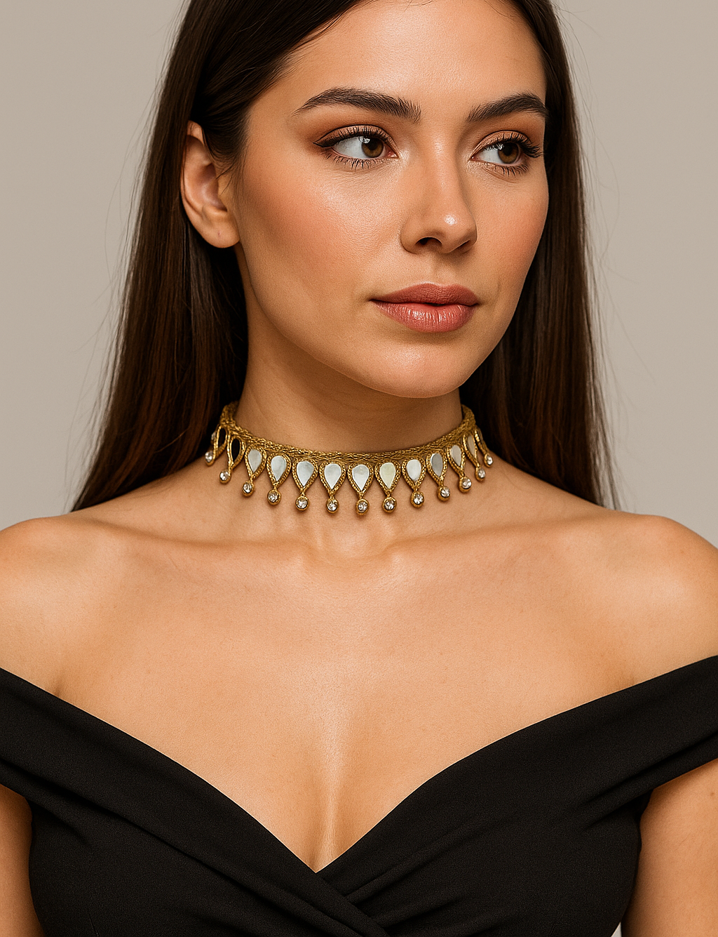 Choker espejos Dorado mujer