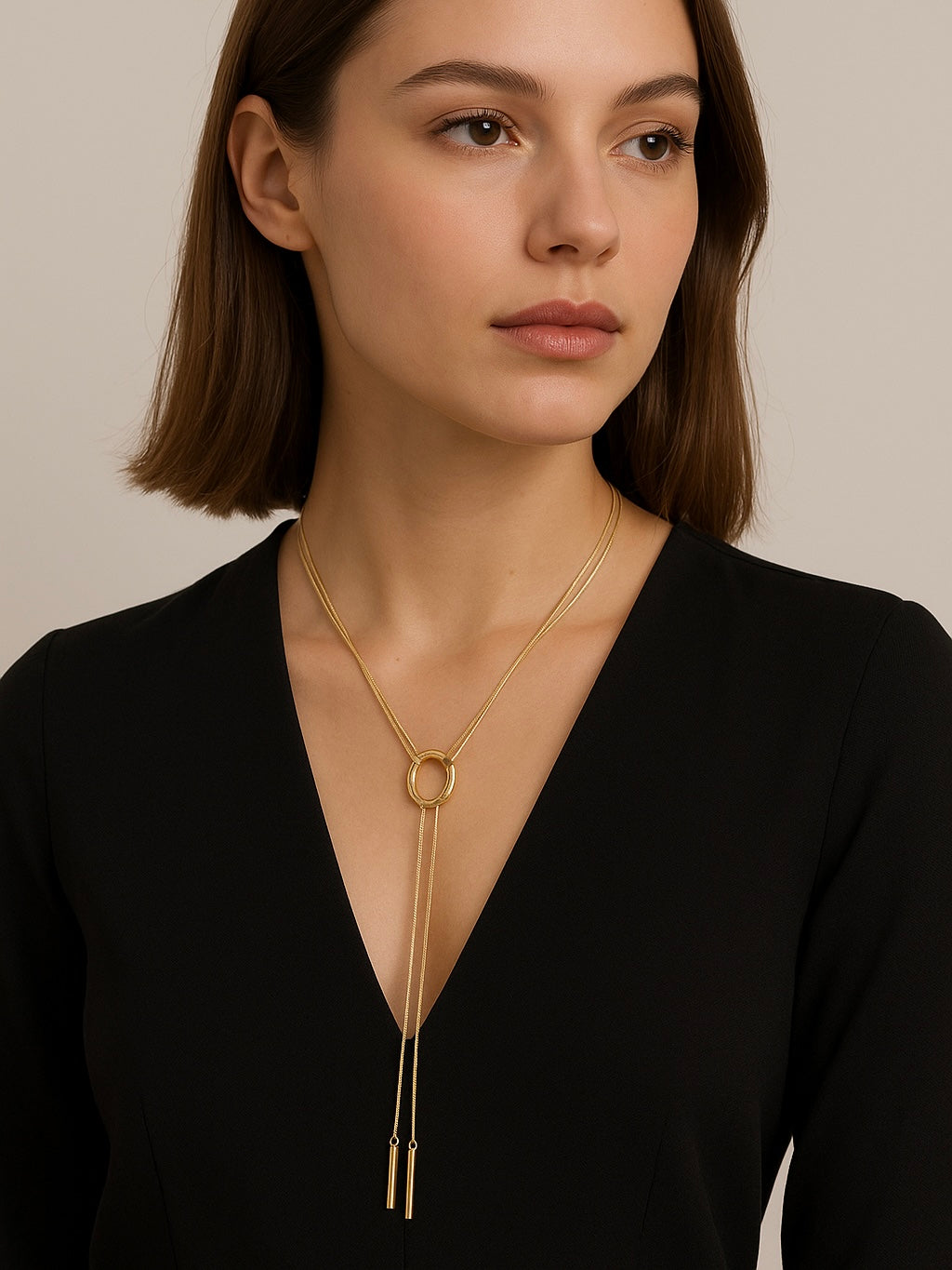 Collar Aro Entrelazado Largo | Baño de Oro 14k