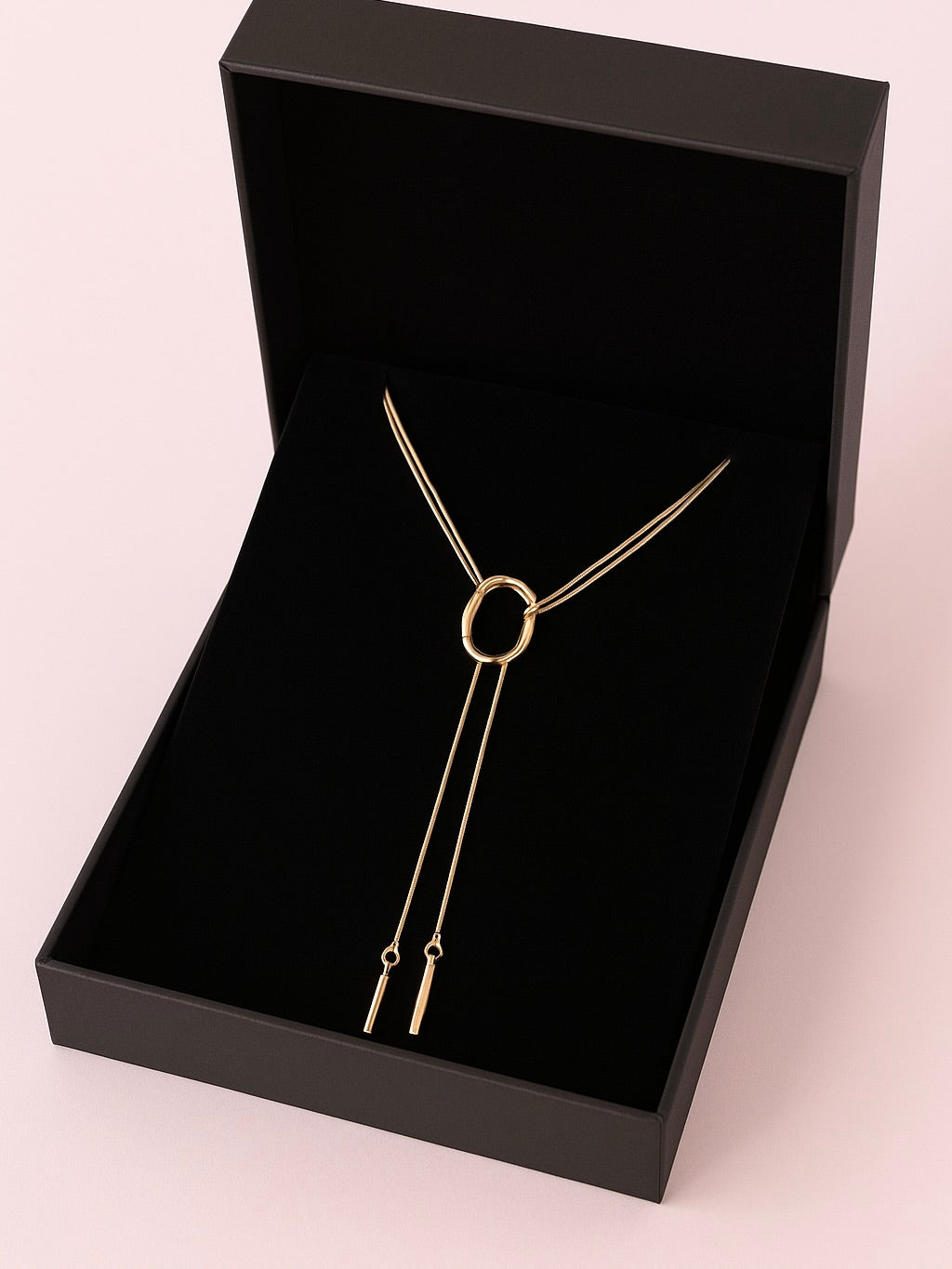 Collar Aro Entrelazado Largo | Baño de Oro 14k