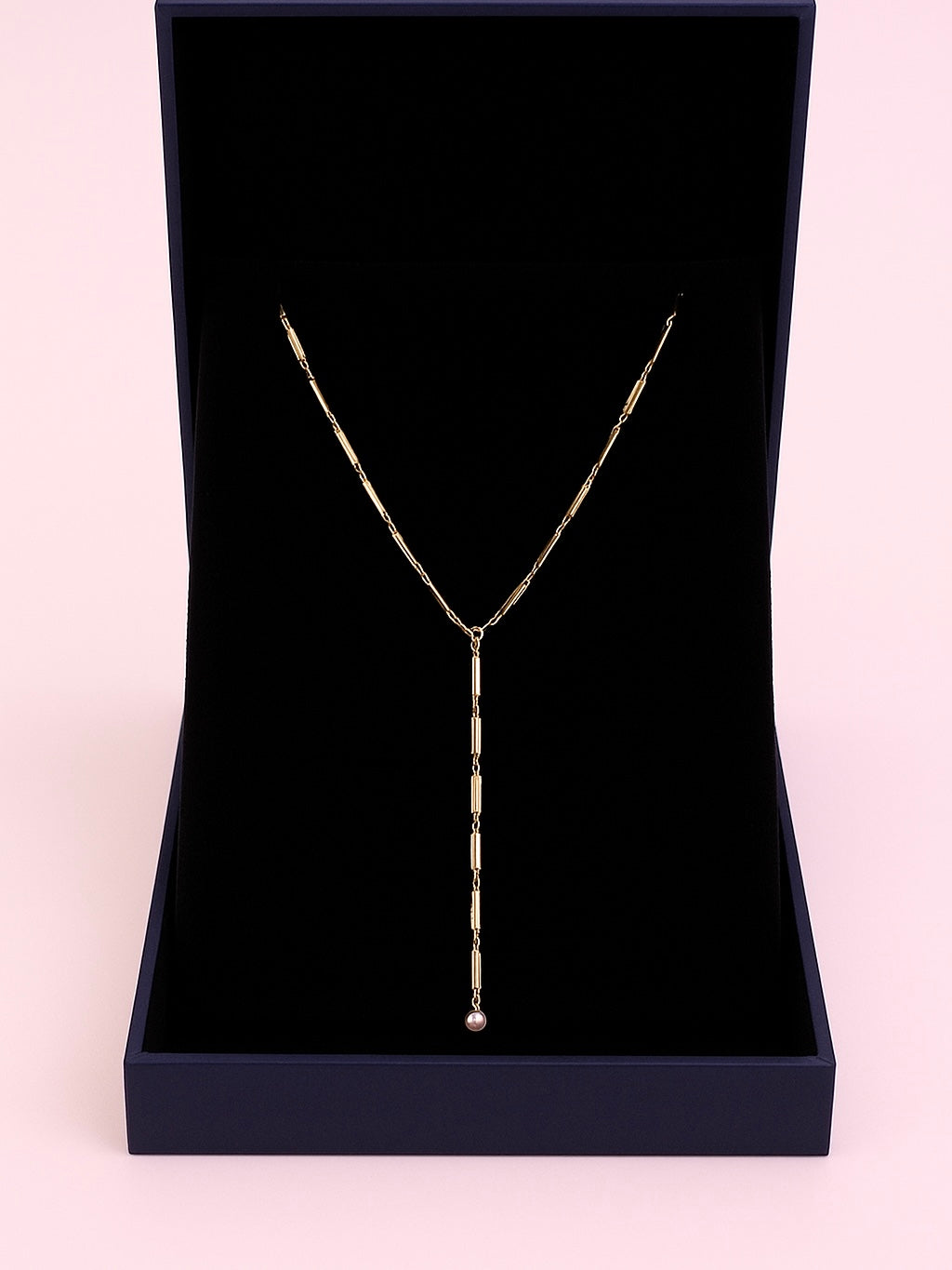 Collar Largo Dorado con Perla | Baño de Oro 14k