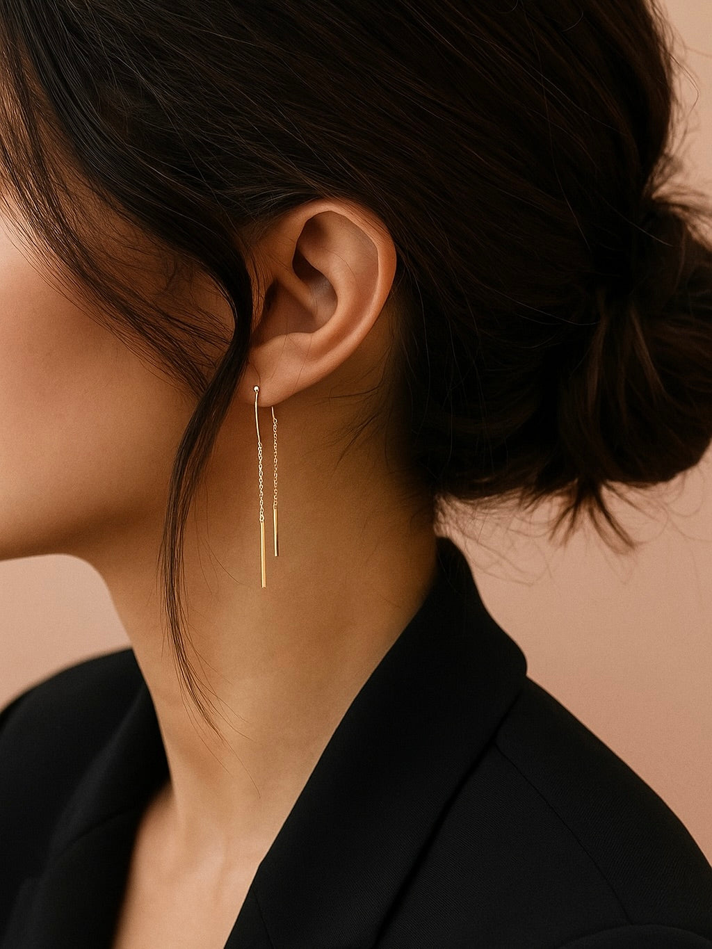 Pendientes Largos Cadena | Baño de Oro 14k
