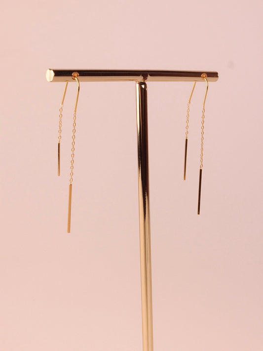 Pendientes Largos Cadena | Baño de Oro 14k