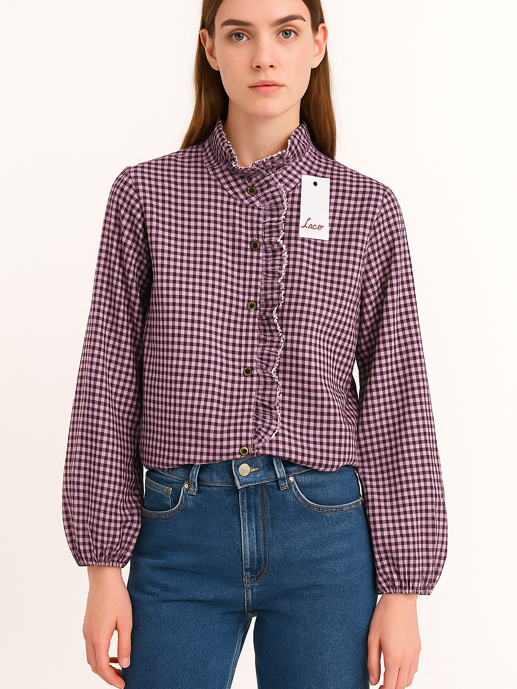 Camisa cuadros vichy con volantes mujer | Disponible en 4 colores | Tallas XS, S, M, L
