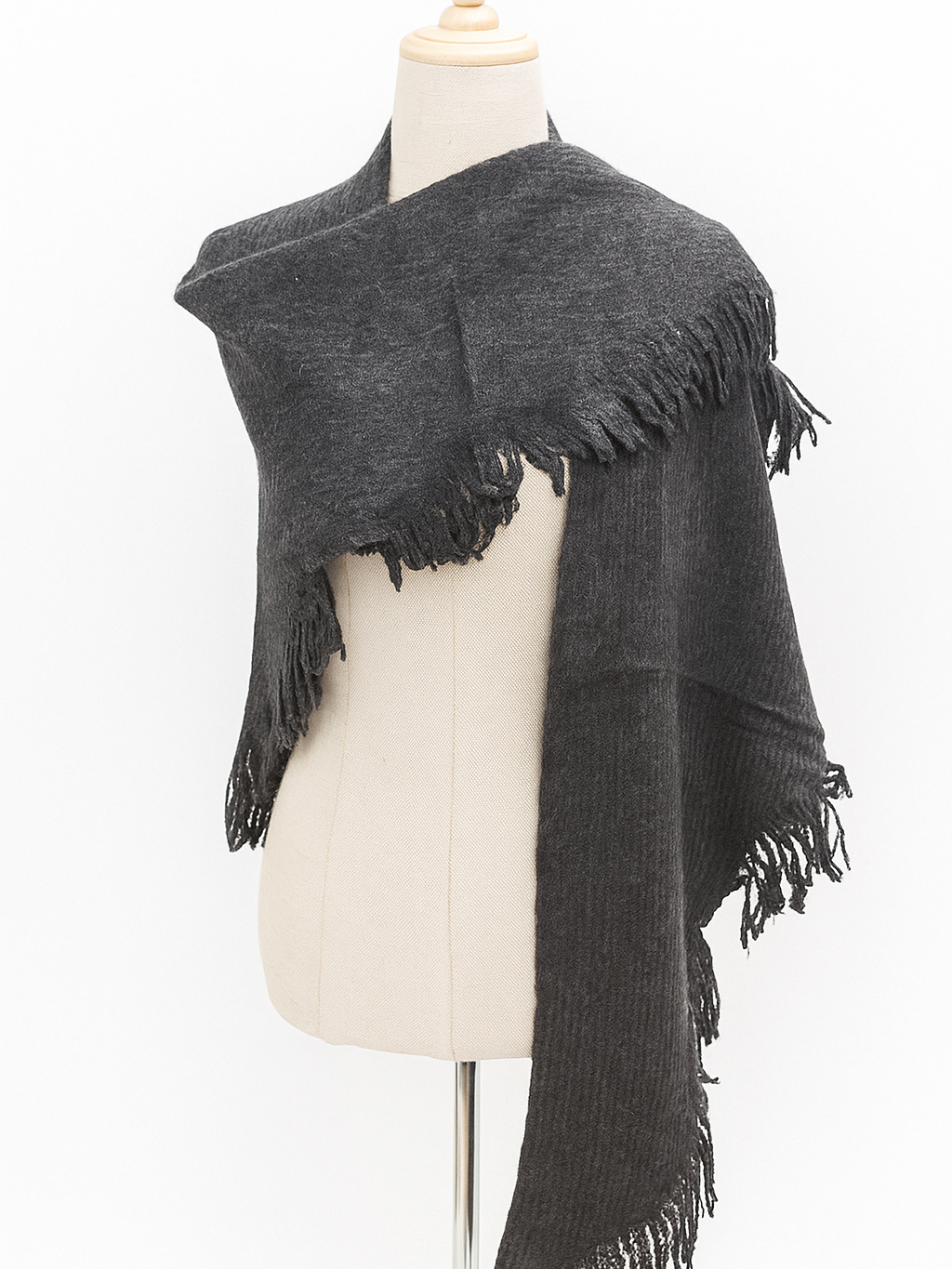 Capa o Chal de Punto con Flecos Multiposición | Grueso y elegante para otoño/invierno