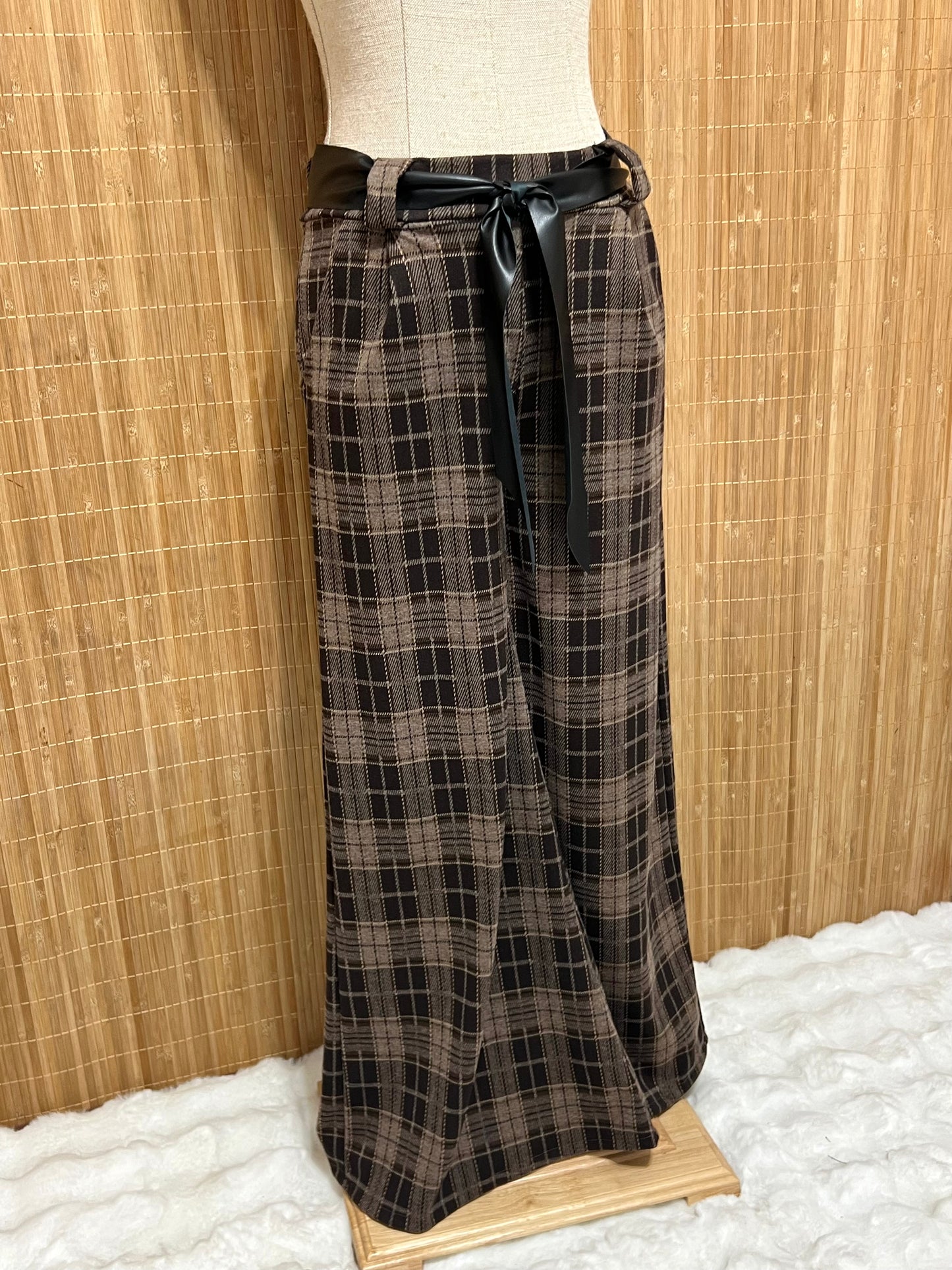 Pantalones de Cuadros Tartán con Cinta para Mujer – Otoño/Invierno