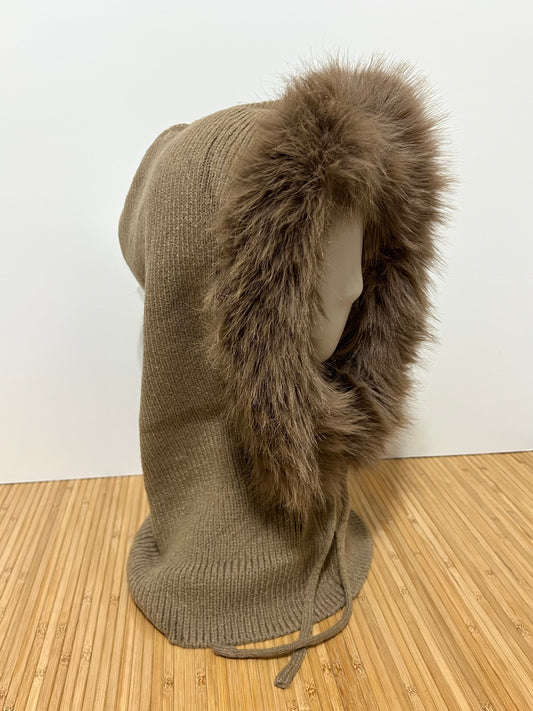 Balaclava de Punto con Pelo en la Capucha Mujer | Elegante y suave