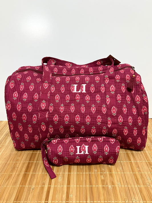 Bolso de viaje estampado de algodón personalizado iniciales – 40 × 30 × 20 cm