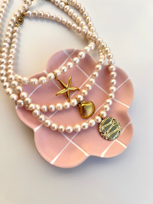 Collar Estrella de Mar, Océano o Concha Perlas | Baño de Oro