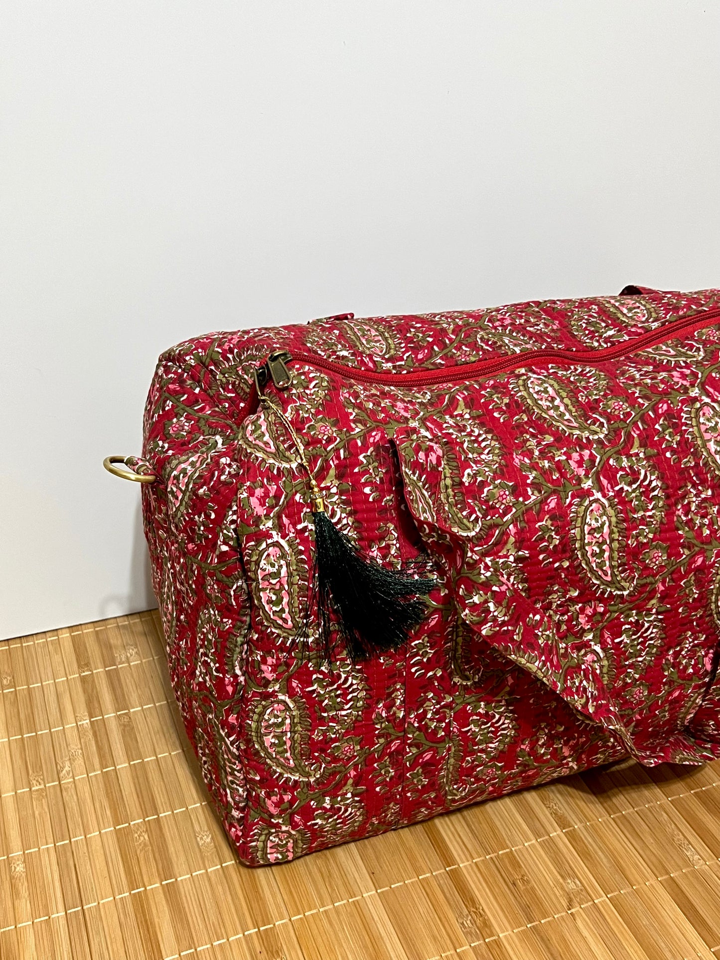 Bolso viaje de India de algodón hecho a mano | Bolso para usar como equipaje de mano o cabina