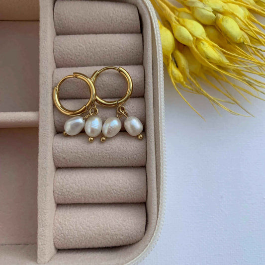 Pendientes Perlas Duo Baño de Oro - MINNI MOON-Lepetitemarie-Singularu-PDPAOLA-Luamarta