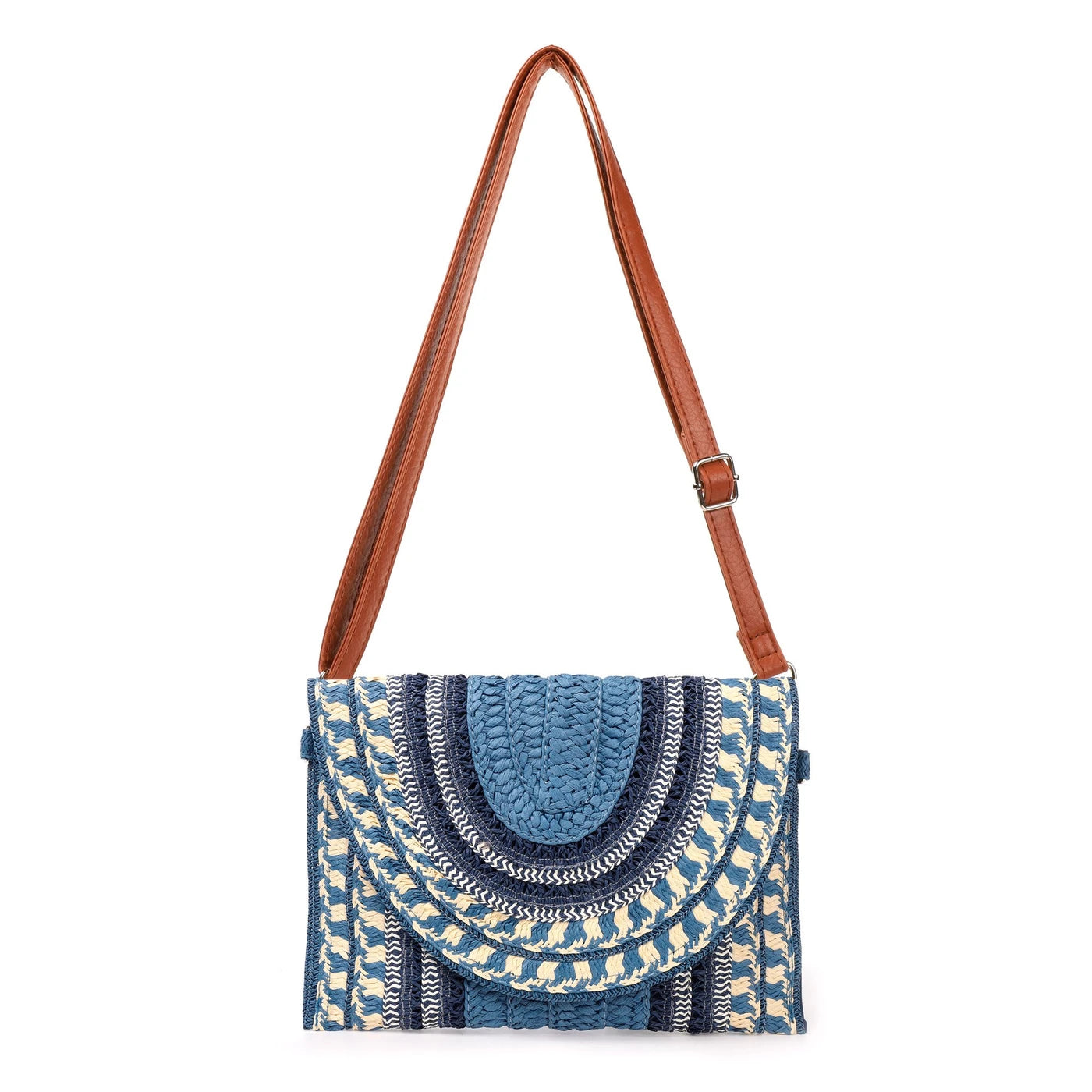 Bandolera de paja con estampado | Bolso de Playa Tejido Hecho a Mano