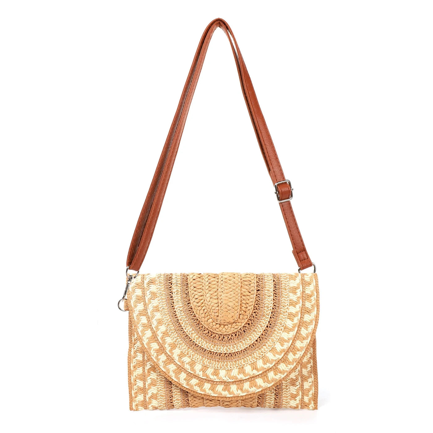 Bandolera de paja con estampado | Bolso de Playa Tejido Hecho a Mano