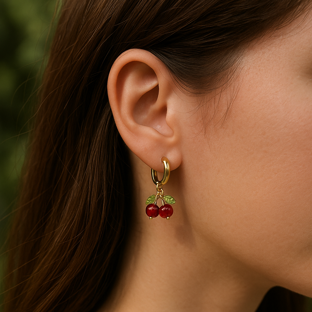 Pendientes Cereza Abalorios Baño de Oro - MINNI MOON-Lepetitemarie-Singularu-PDPAOLA-Luamarta