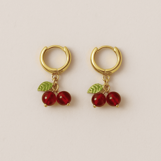 Pendientes Cereza Abalorios Baño de Oro - MINNI MOON-Lepetitemarie-Singularu-PDPAOLA-Luamarta