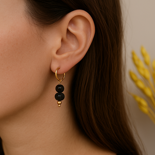 Pendientes Negros Baño de Oro - MINNI MOON-Lepetitemarie-Singularu-PDPAOLA-Luamarta