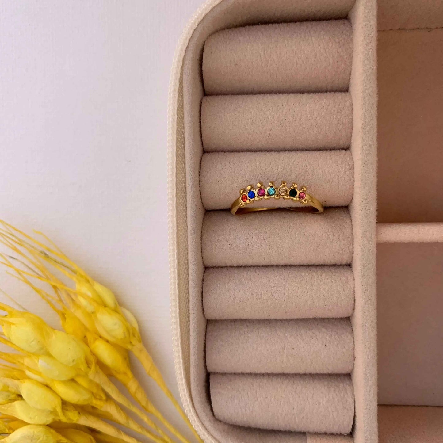 Anillo Piedras Colores Baño de Oro - MINNI MOON-Lepetitemarie-Singularu-PDPAOLA-Luamarta