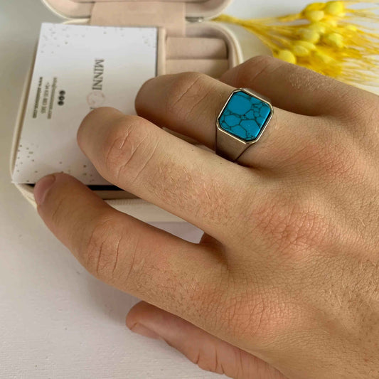 Anillo de hombre Piedra Edgar Plateado - MINNI MOON-Lepetitemarie-Singularu-PDPAOLA-Luamarta