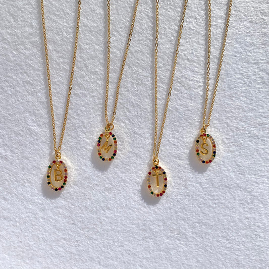 Collar de Inicial Baño de Oro Piedras Colores - MINNI MOON-Lepetitemarie-Singularu-PDPAOLA-Luamarta