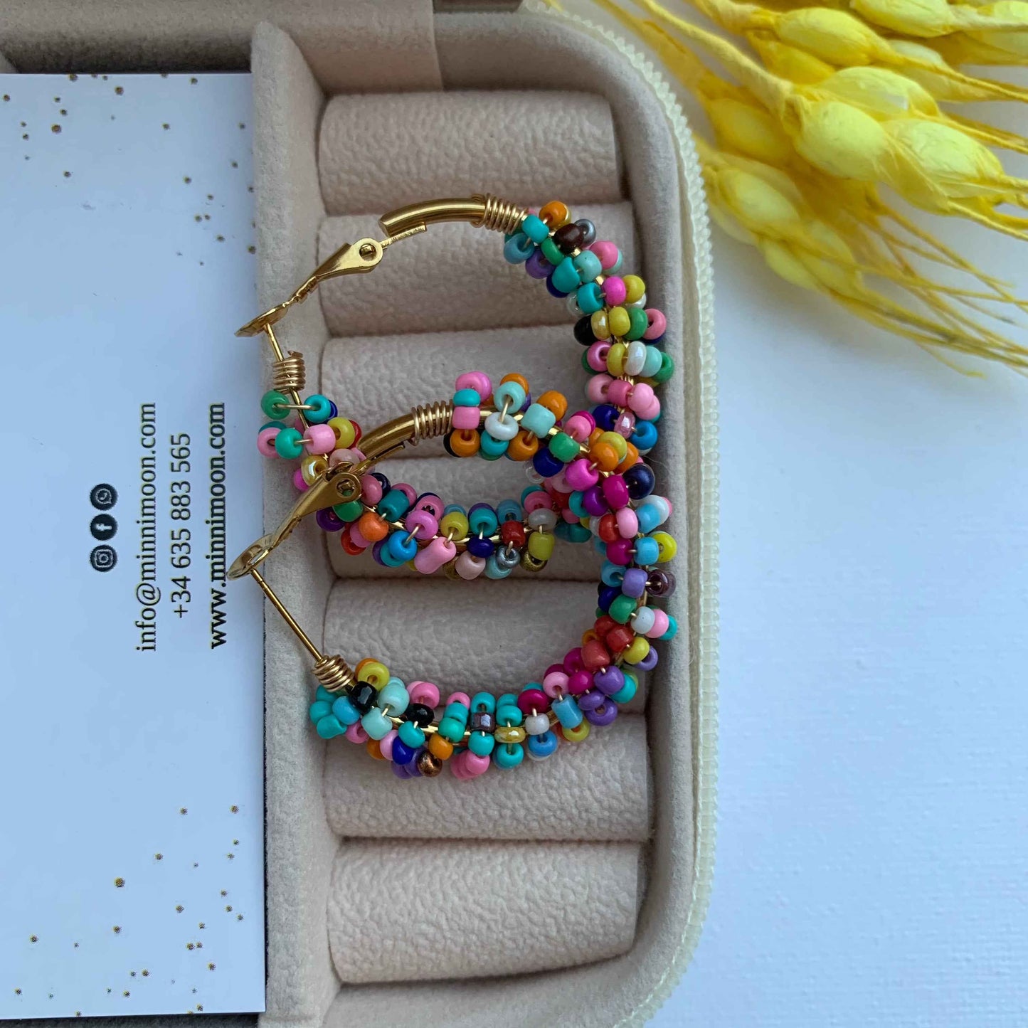 Aros Cuentas Colores Baño de Oro - MINNI MOON-Lepetitemarie-Singularu-PDPAOLA-Luamarta