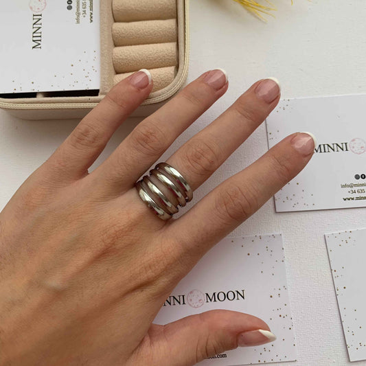 Anillo Multiple Plateado - MINNI MOON-Lepetitemarie-Singularu-PDPAOLA-Luamarta