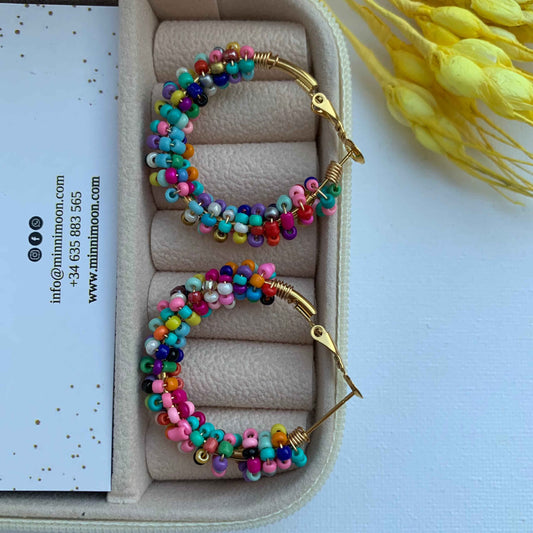 Aros Cuentas Colores Baño de Oro - MINNI MOON-Lepetitemarie-Singularu-PDPAOLA-Luamarta