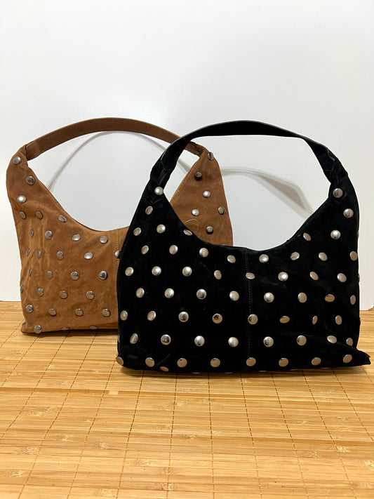 Bolso de hombro con tachuelas de piel serraje MINNI MOON