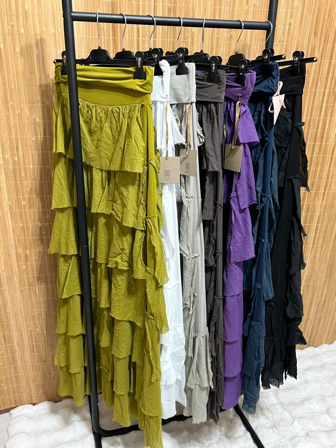 Falda larga de volantes de gasa