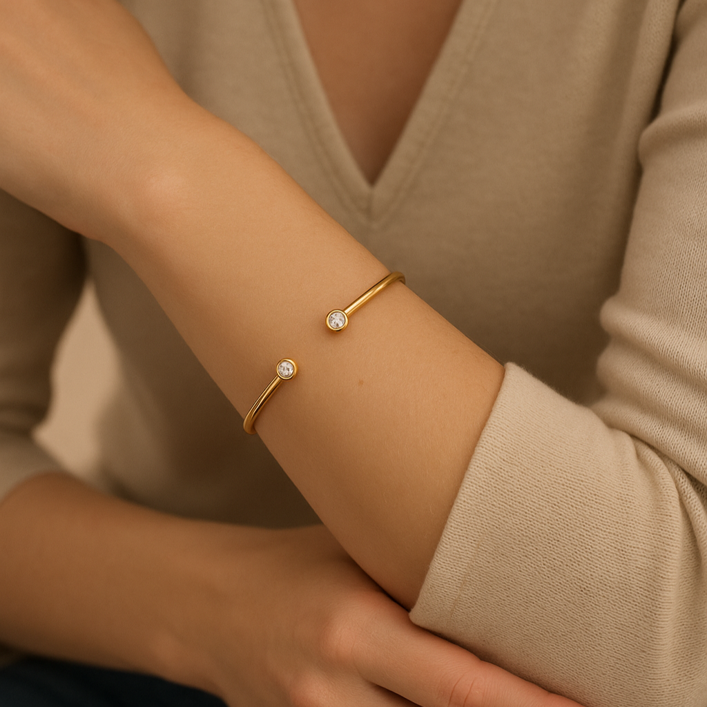 Pulsera Rígida Brillantes Baño de Oro - MINNI MOON-Lepetitemarie-Singularu-PDPAOLA-Luamarta