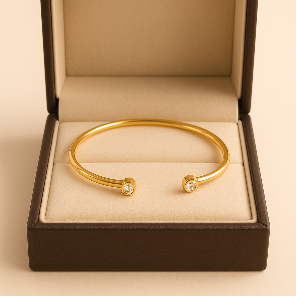 Bracelet rigide brillant, doré à l'or fin