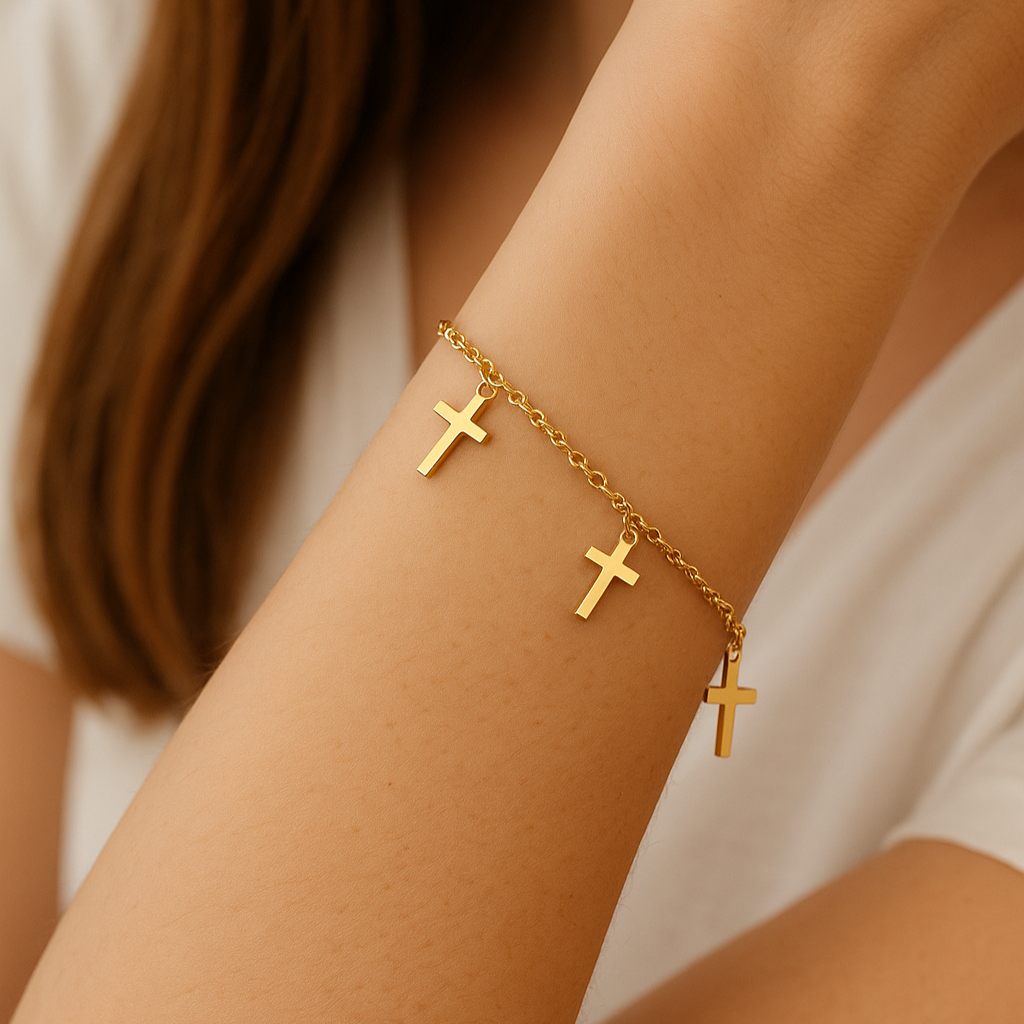 Pulsera Cruz Baño de Oro - MINNI MOON-Lepetitemarie-Singularu-PDPAOLA-Luamarta