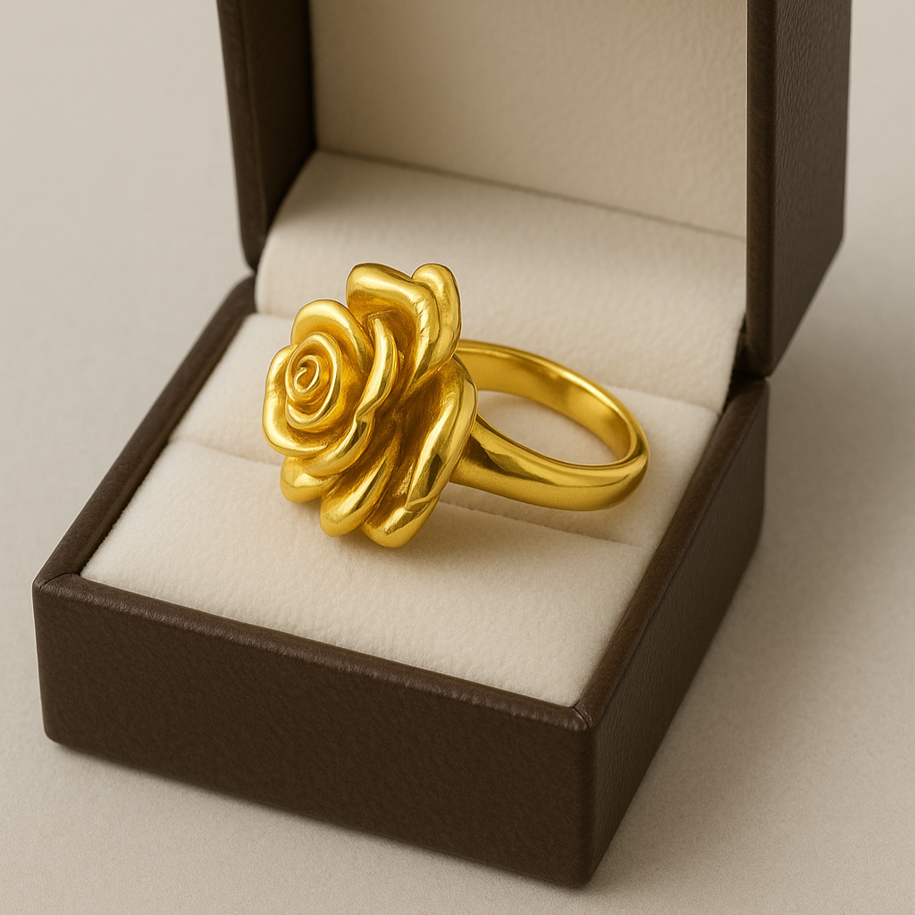 Large Pink Ring Gold Plated