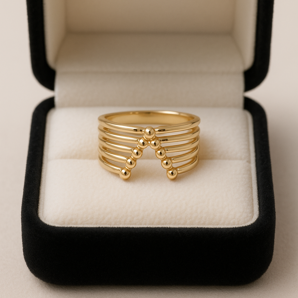 Anillo Triangle Baño de Oro Acero inoxidable Quirurgico MINNI MOON