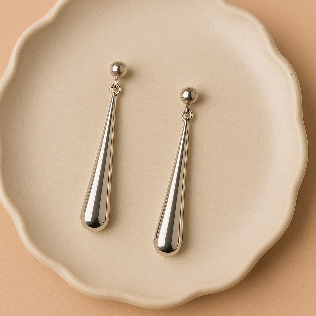 Pendientes Gota Plateados