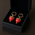 Strawberry Crystal Gold Plated Earrings