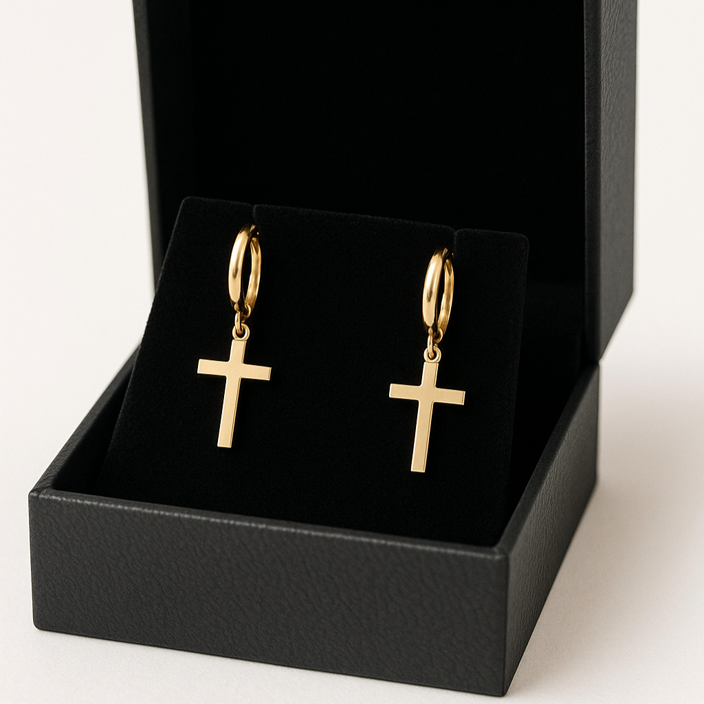 Cross-Ohrringe mit Goldbeschichtung