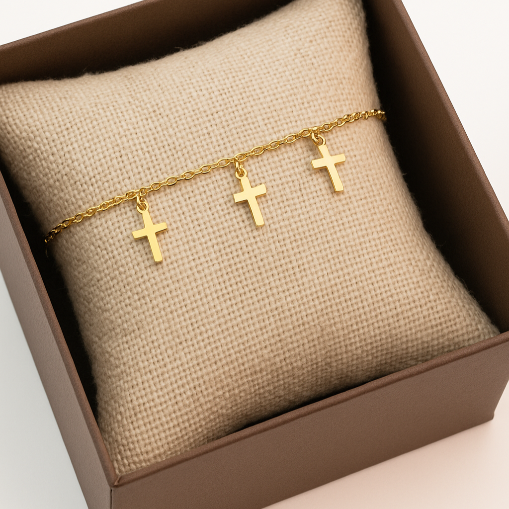Pulsera Cruz Baño de Oro