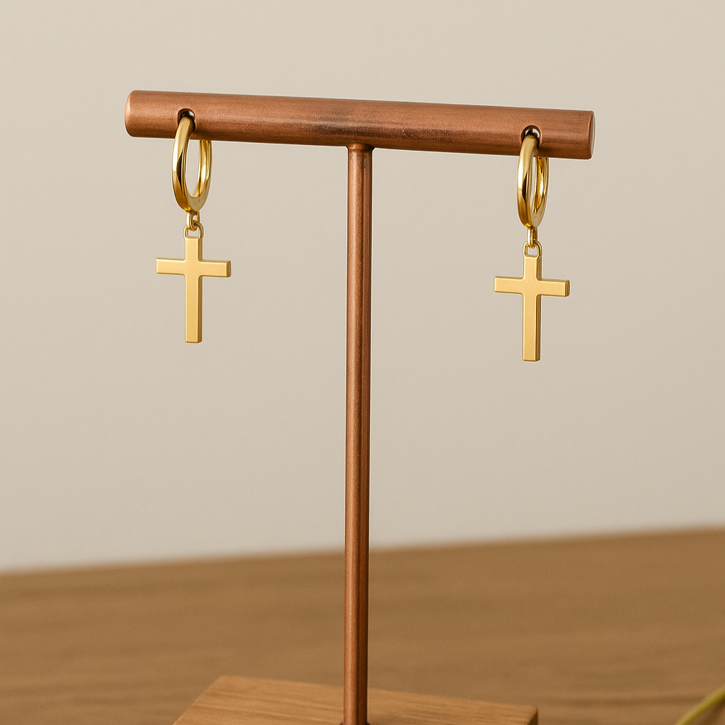 Cross-Ohrringe mit Goldbeschichtung