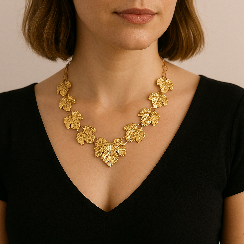 Halskette goldene Blätter Dalia vergoldet