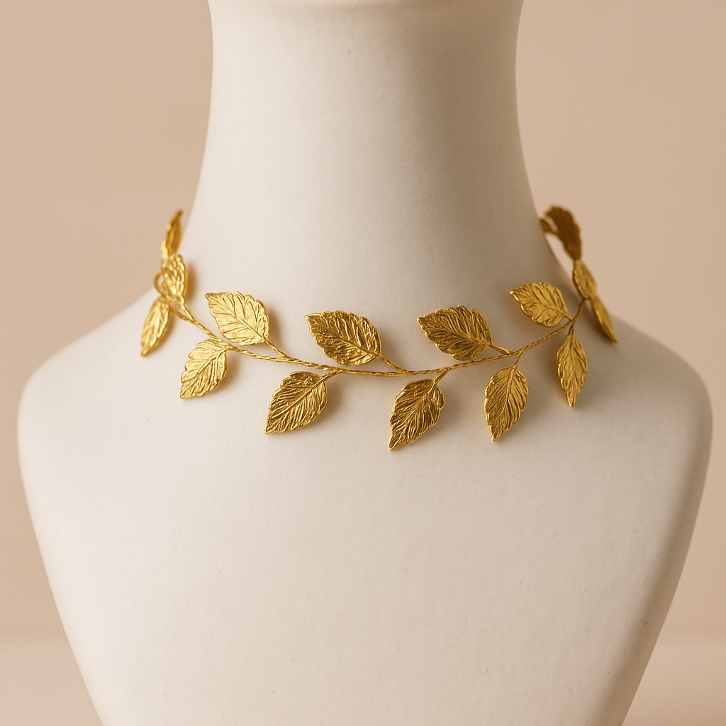 Choker/collar alambre Hojas Doradas Aura Baño de Oro