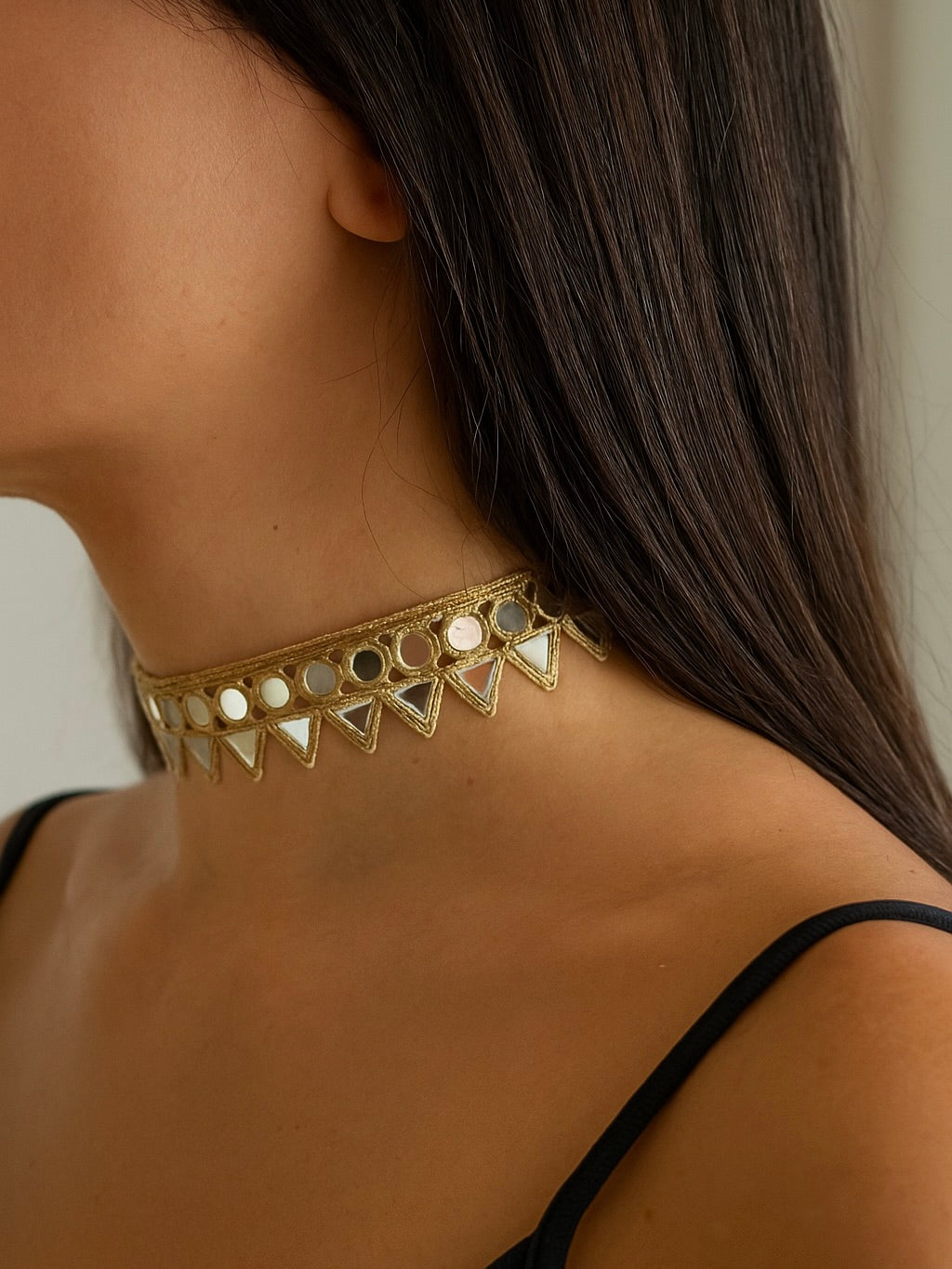 Choker espejos Dorado mujer