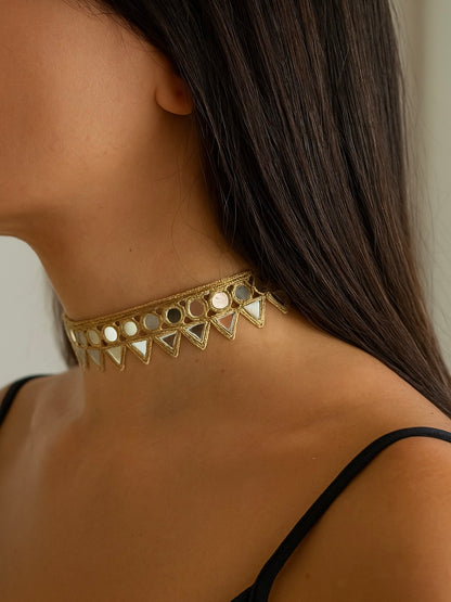 Choker espejos Dorado mujer