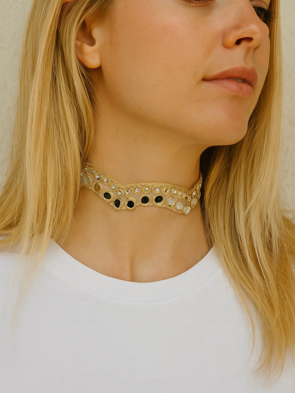 Choker espejos Dorado mujer