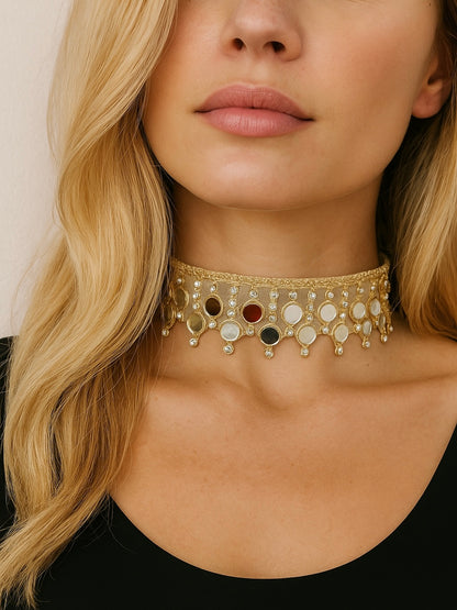 Choker espejos Dorado mujer