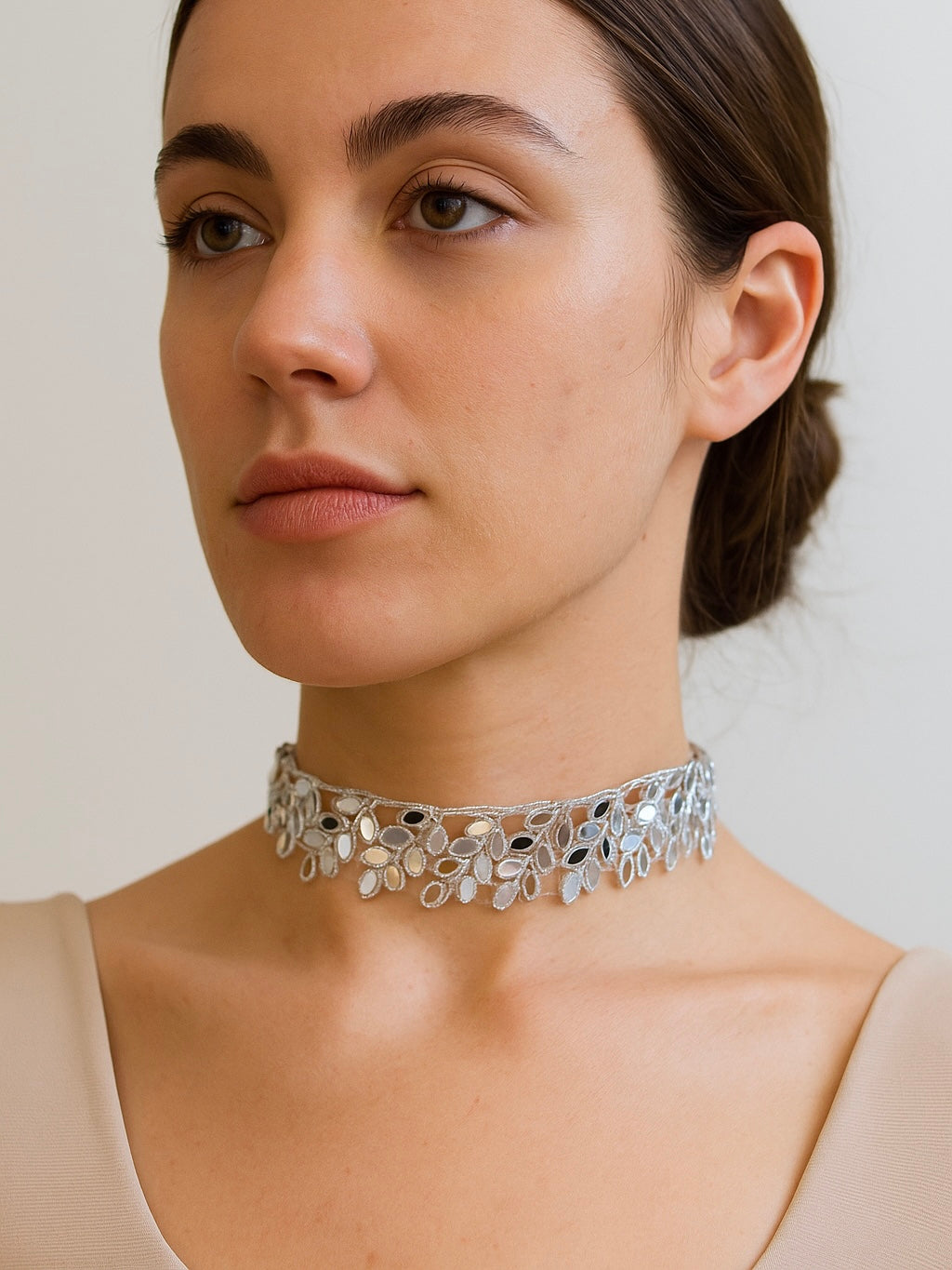Choker espejos Dorado mujer