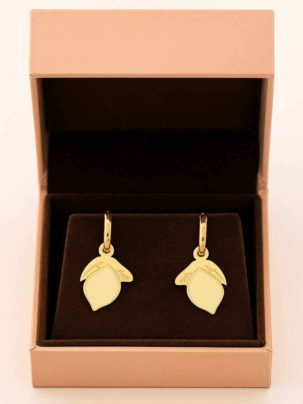 Aros pequeños limón en acero inoxidable Baño de Oro – Pendientes minimalistas resistentes al agua